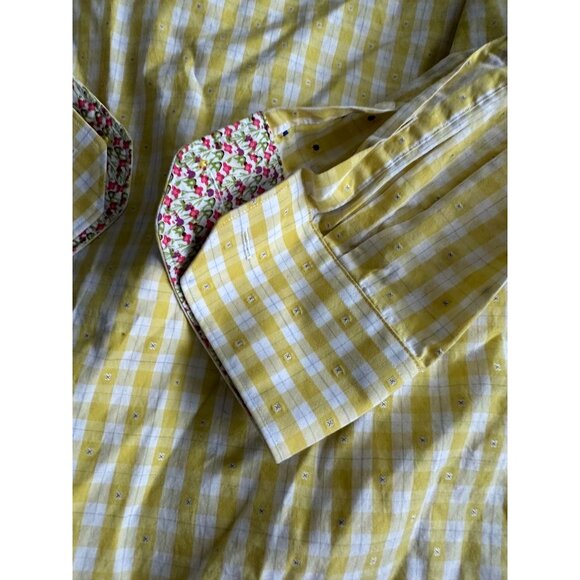 BUGATCHI Men's Yellow Plaid Print Long Sleeve Button Down Shirt Size M - Picture 3 of 8